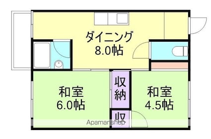和歌山県和歌山市本町９丁目[2DK/39.66m2]の間取図