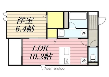 ブラットベルク助信[1LDK/42.3m2]の間取図