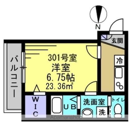 ＡＪ千葉寺００３[1K/23.36m2]の間取図
