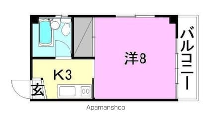 第一曙マンション[1K/22.68m2]の間取図
