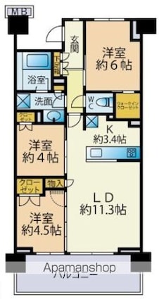 プレミスト千葉公園[3LDK/66.16m2]の間取図