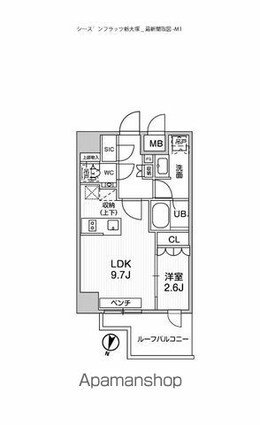 シーズンフラッツ新大塚[1LDK/35.1m2]の間取図