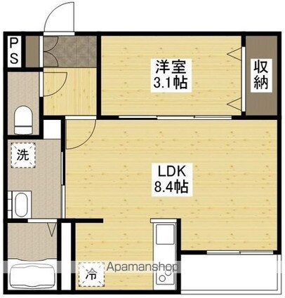 月光福山東壱番館[1LDK/29.3m2]の間取図