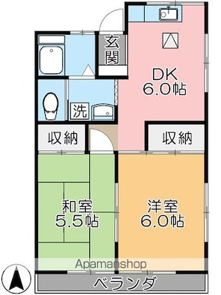 コーポヤシオ[2DK/40.9m2]の間取図