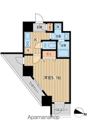 ＫＤＸレジデンス立川[1K/28.83m2]の間取図