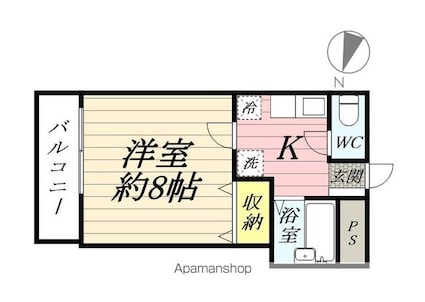 神奈川県横浜市鶴見区平安町１丁目[1K/25.12m2]の間取図