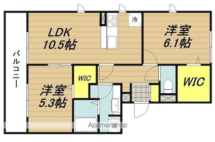 エミネンス　武蔵浦和[2LDK/53.79m2]の間取図