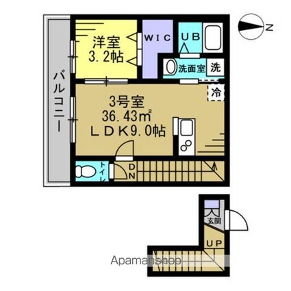 チェリーブルーム豊四季[1LDK/36.43m2]の間取図