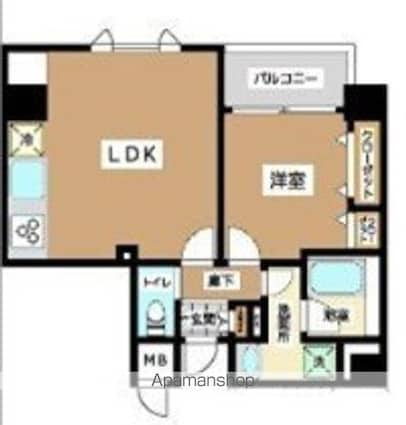 ＪＵ　ＴＯＷＥＲ　ＦＲＯＮＴ　北斎Ｓｔ[1LDK/40m2]の間取図