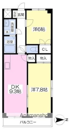 エクセラン乃万[2DK/54.45m2]の間取図