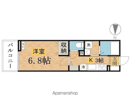 ビューテラス[1K/25.01m2]の間取図