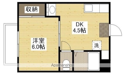 フローレンス１番館[1DK/19.44m2]の間取図