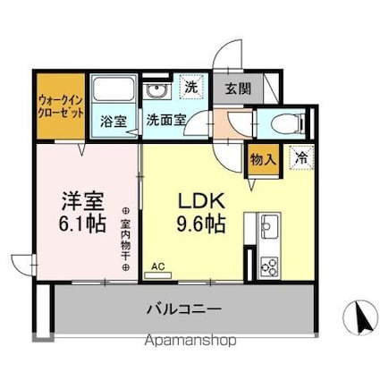 ラフィーネ・プロシード[1LDK/39.49m2]の間取図