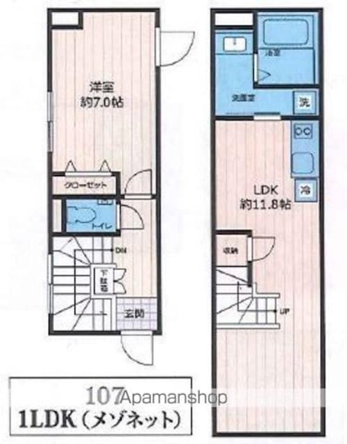 東京都世田谷区駒沢２丁目[1LDK/51.3m2]の間取図