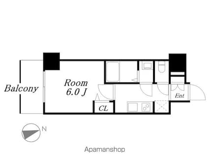ディアレイシャス名古屋浄心[1K/21.46m2]の間取図