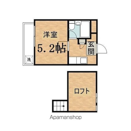 メゾンレオ丘の上[1K/13.7m2]の間取図