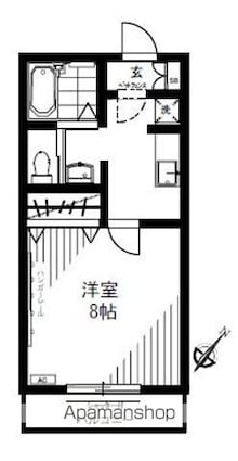 プティ・メゾン入船[1K/26.49m2]の間取図