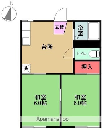 愛宕ハイツ[2DK/39.66m2]の間取図