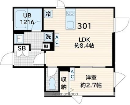 Ｆｕｌｌｅａ奥沢[1LDK/31.6m2]の間取図