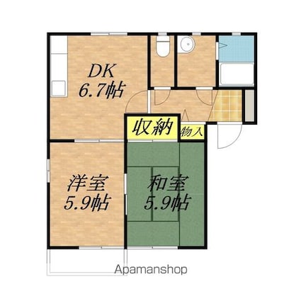 ラポール・カイト[2DK/43.75m2]の間取図