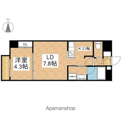 グラヴィス鶴舞[1LDK/40m2]の間取図