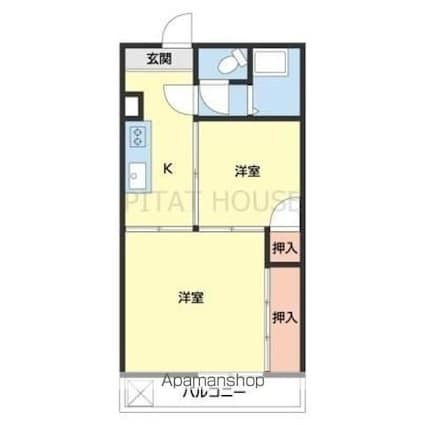 福町ハウスブルーネ[2K/32m2]の間取図