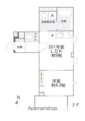 カルム代々木[1DK/30.89m2]の間取図
