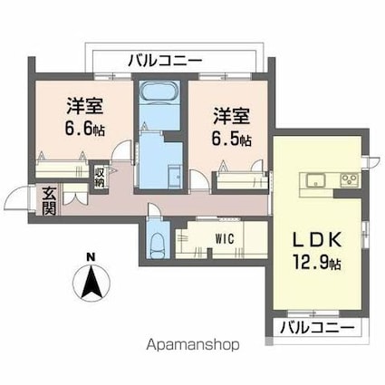 ユキコート椿[2LDK/68.08m2]の間取図