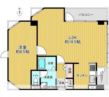 グランドメゾン戸山[1LDK/64.28m2]の間取図