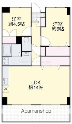 クオーレ花尻[2LDK/57.4m2]の間取図