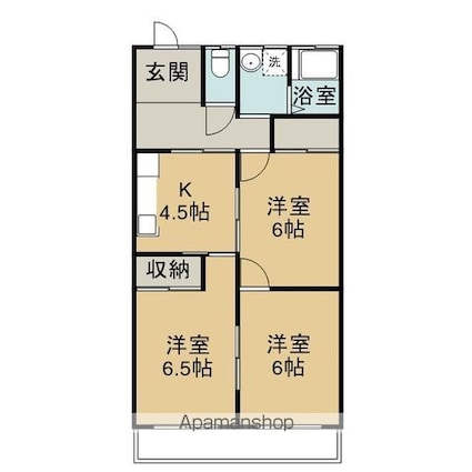 サンハイツ[3K/54.66m2]の間取図