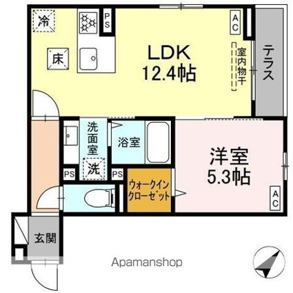 Ａｓｓｅｔ－Ｃｏｕｒｔ曙町[1LDK/42.46m2]の間取図