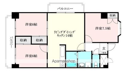 ハイシティ松山[3LDK/70.91m2]の間取図