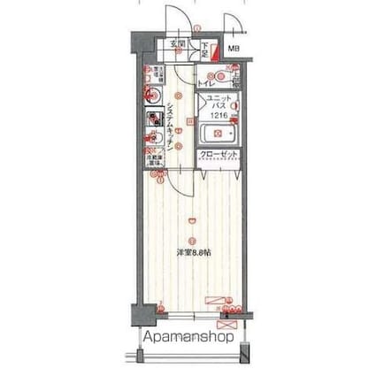 パルティール覚王山[1K/27.52m2]の間取図