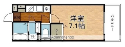 ＤＥＳＩＧＮ　ＳＱＵＡＲＥ　ＡＮ[1K/26.71m2]の間取図