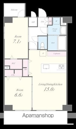 スカイヒルズ[2LDK/64.68m2]の間取図