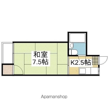 コーポ葉月[1K/21.28m2]の間取図