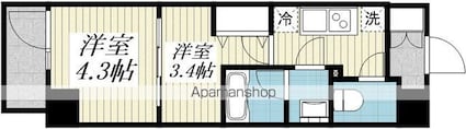 クレイシア立川[2K/27.96m2]の間取図