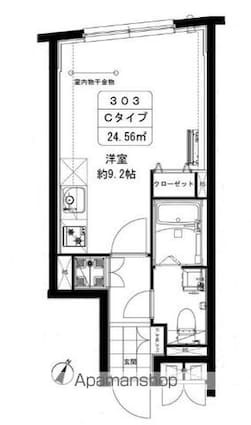 カーサブリランテ本駒込[1R/24.56m2]の間取図