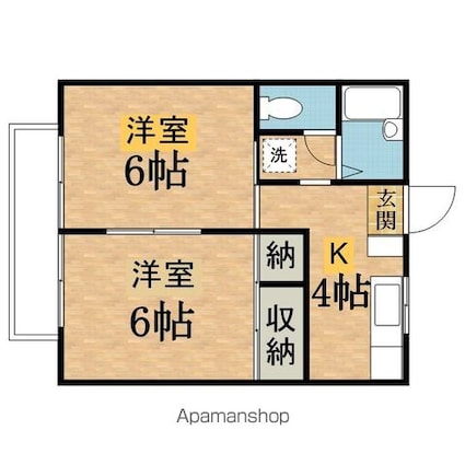 リバーサイドヴィラ[2K/34.78m2]の間取図