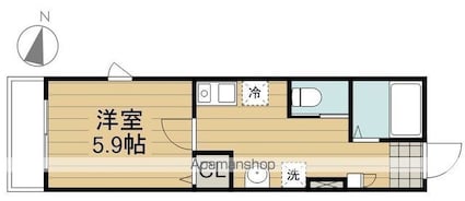 東京都青梅市東青梅３丁目[1K/22.2m2]の間取図
