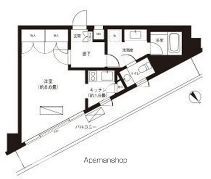 ヒューリック浅草一丁目[1K/38.98m2]の間取図