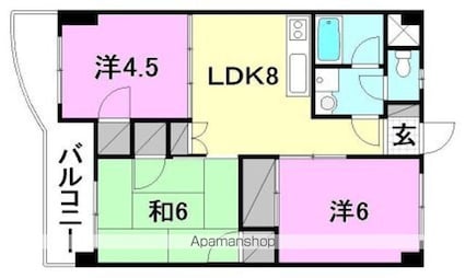 ロイヤルアネックス福音寺[3DK/53.46m2]の間取図