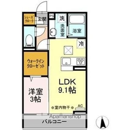 ハイム・プラージュ[1LDK/33.39m2]の間取図