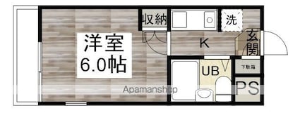 川越藤原町マンション[1K/17.01m2]の間取図