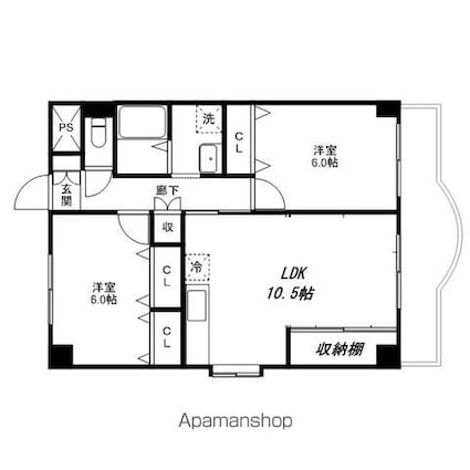 ロイヤルヒル守山[2LDK/58.5m2]の間取図