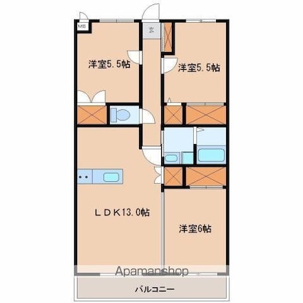 リアン花ヶ島[3LDK/67.2m2]の間取図