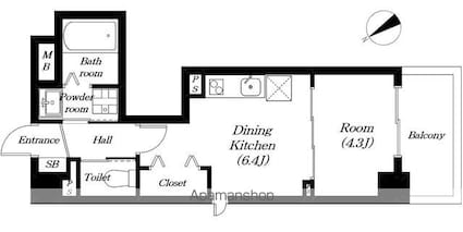仮称）一里山２丁目共同住宅[1DK/29.73m2]の間取図