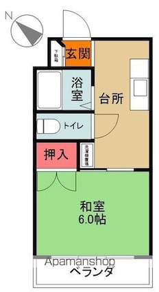 ネモトハイツ[1K/24.38m2]の間取図