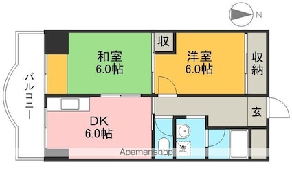 高須グランドハイツ[2DK/46m2]の間取図